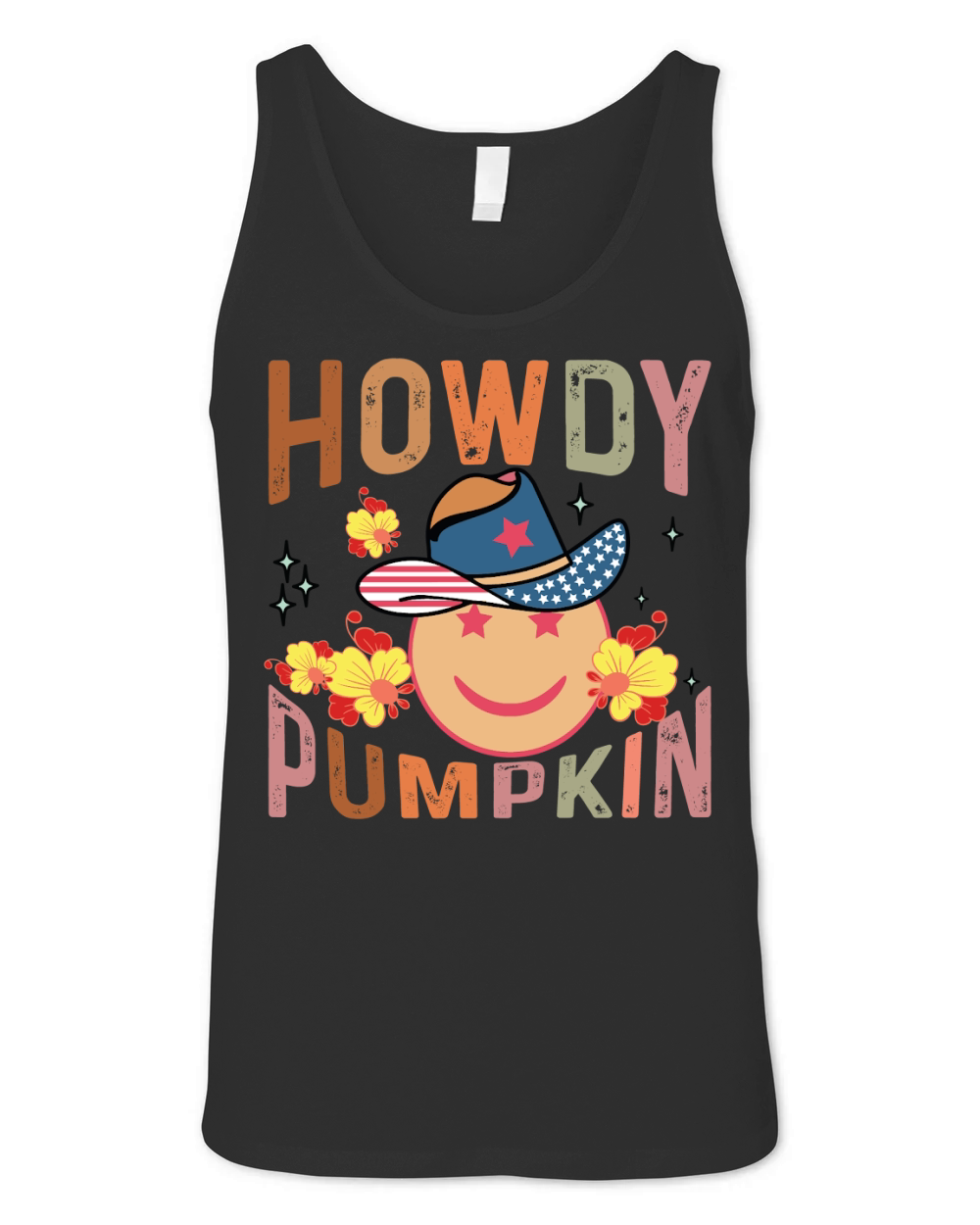 Howdy Pumpkin Smiley Face Fall Vibes Unisex Jersey Tank