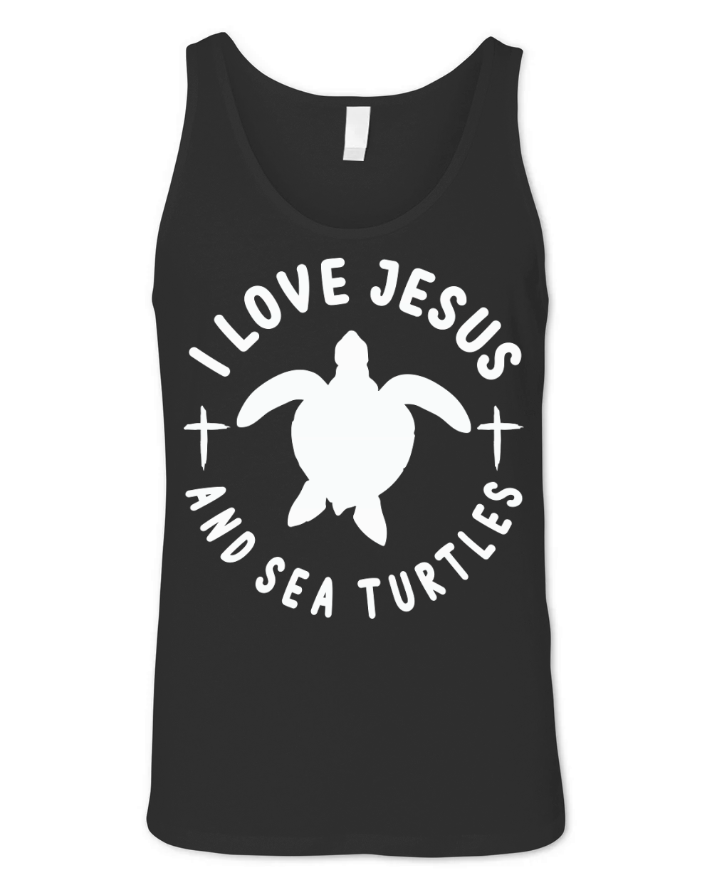 I Love Jesus & Sea Turtles Christian Faith Cross Beach Unisex Jersey Tank