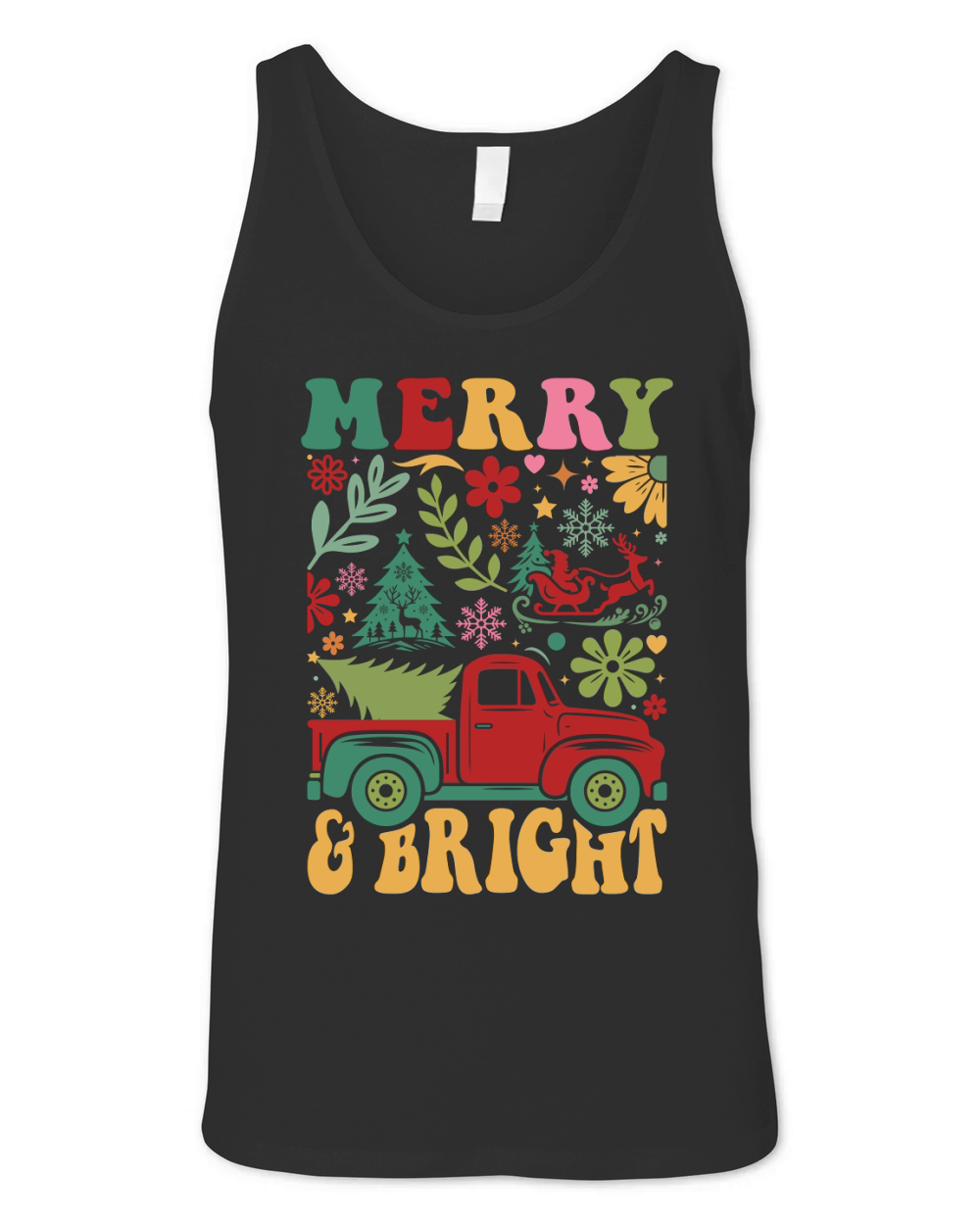 Merry And Bright Boho Flowers Unisex Jersey Tank