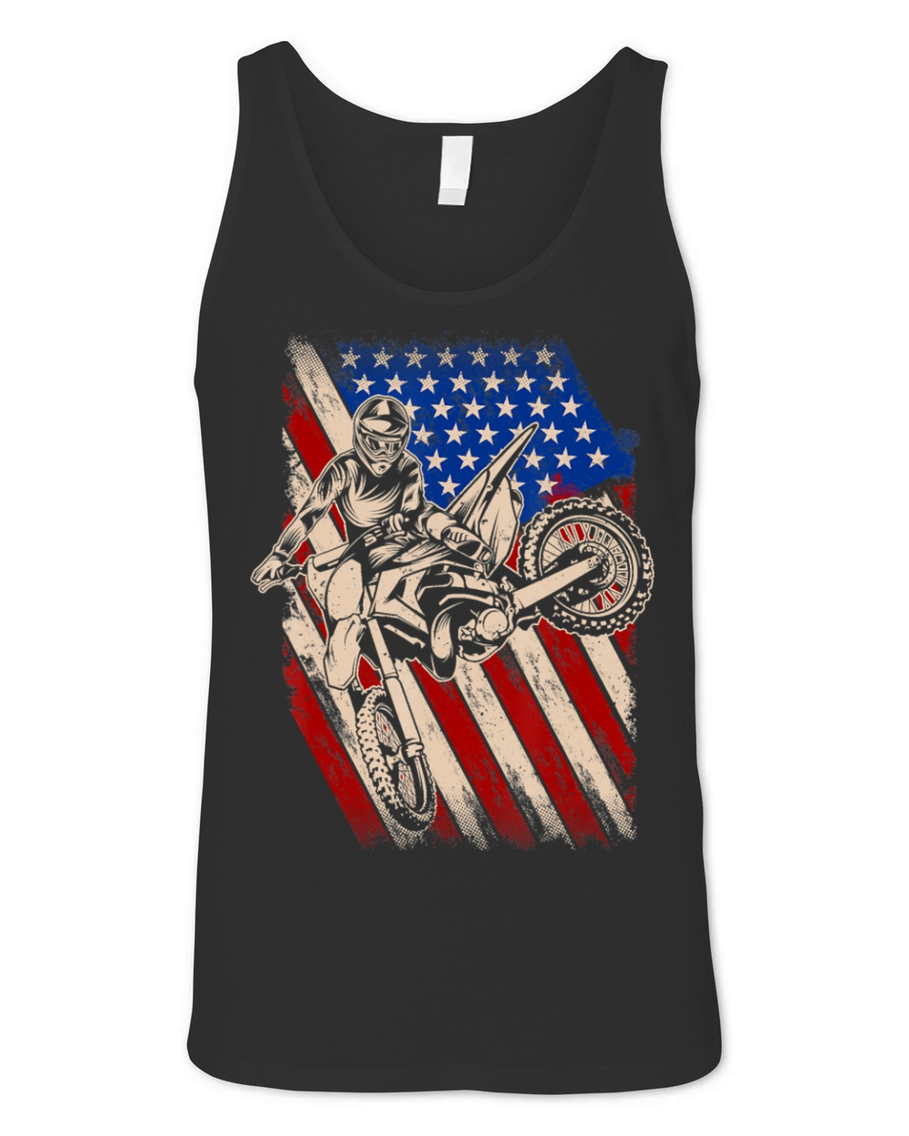Vintage Dirt Bike Motocross American Flag Enduro Unisex Jersey Tank