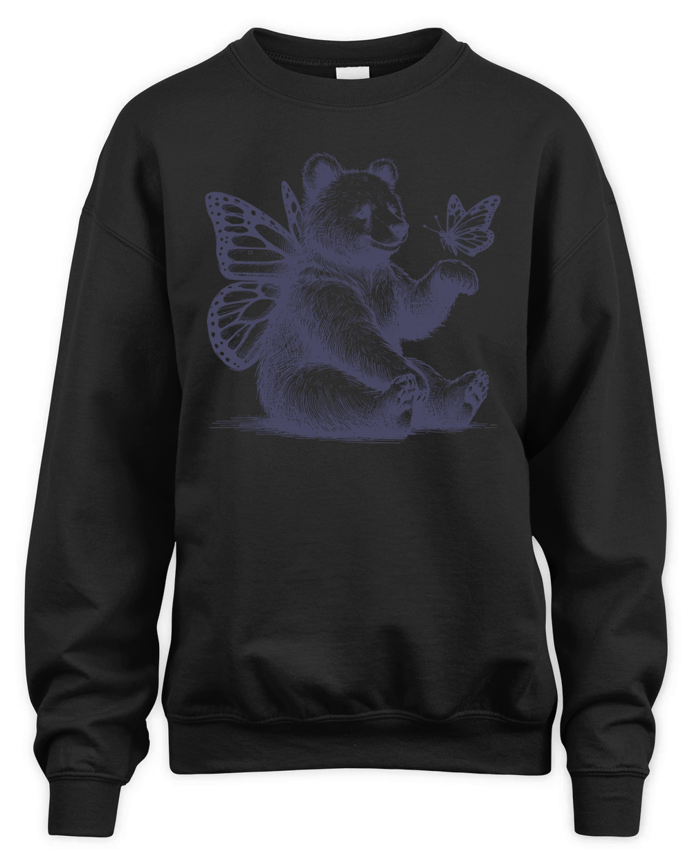 Bear With Butterfly Wings Vintage L dViolet Unisex Premium Crewneck Sweatshirt