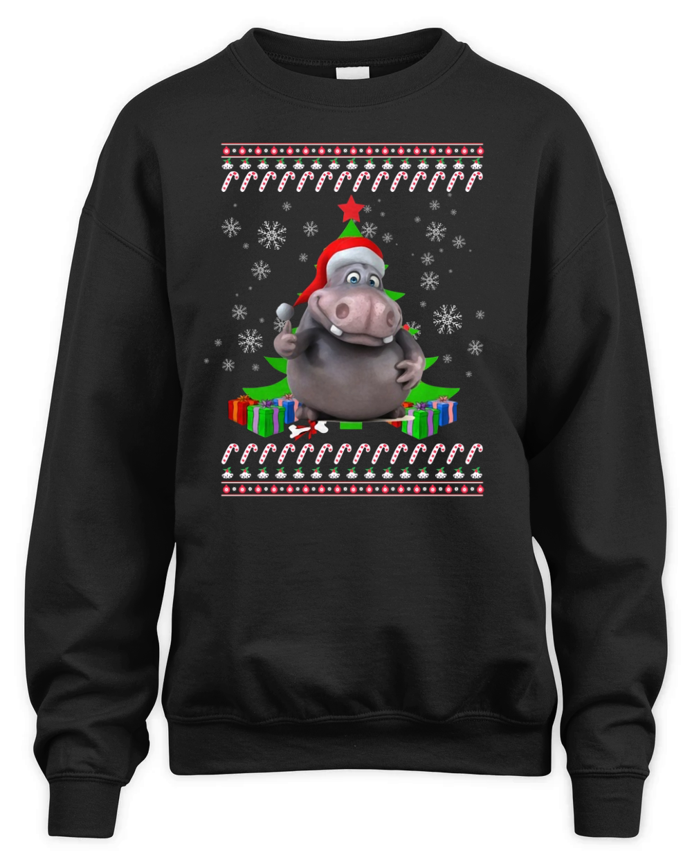 HIPPOPOTAMUS Ugly Christmas Unisex Premium Crewneck Sweatshirt