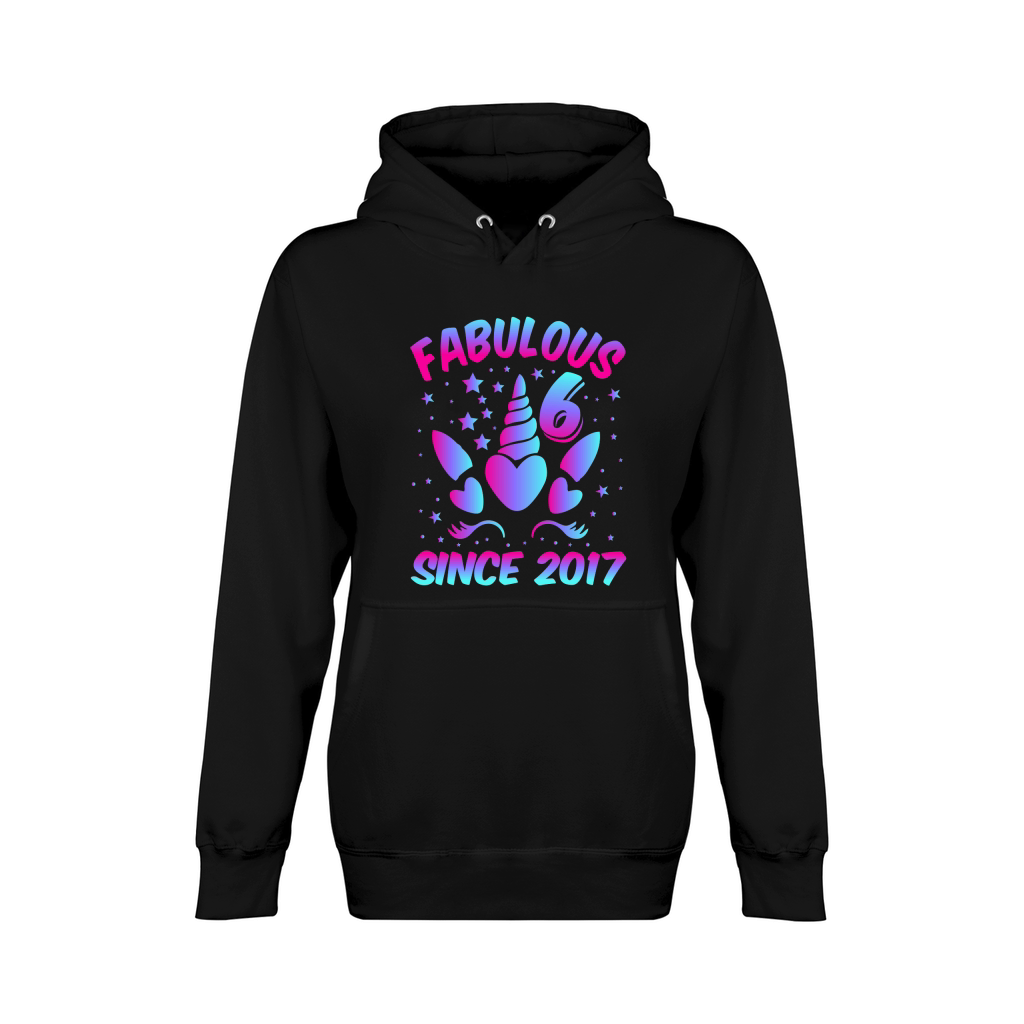 Fabulous 6 Since 2017 Unicorn Birthday T Shirt Design (1) Unisex Premium Pullover Hoodie