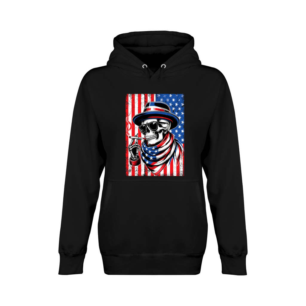USA Flag Vintage Skeleton 4th of july 1 Unisex Premium Pullover Hoodie