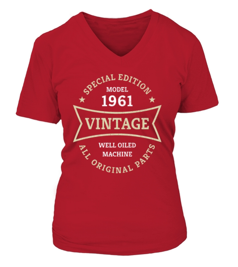 Born 1961 Vintage 60 Year Old 60th Birthday Gifts V-neck T-Shirt Woman