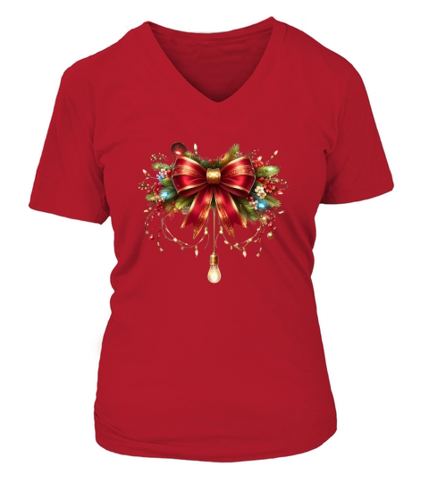 Christmas Lights Bow Clipart 2 V-neck T-Shirt Woman