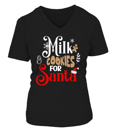Milk & Cookies For Santa V-neck T-Shirt Woman