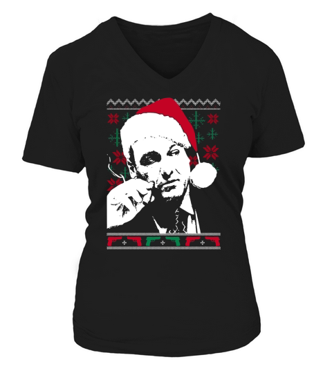 Official Santa Tony Soprano Ugly Christmas V-neck T-Shirt Woman