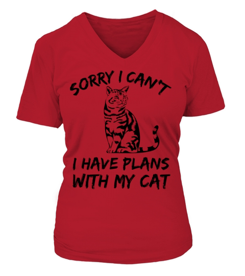 Sorry I Cant I Have Plans With My Cat-Cute Cat V-neck T-Shirt Woman
