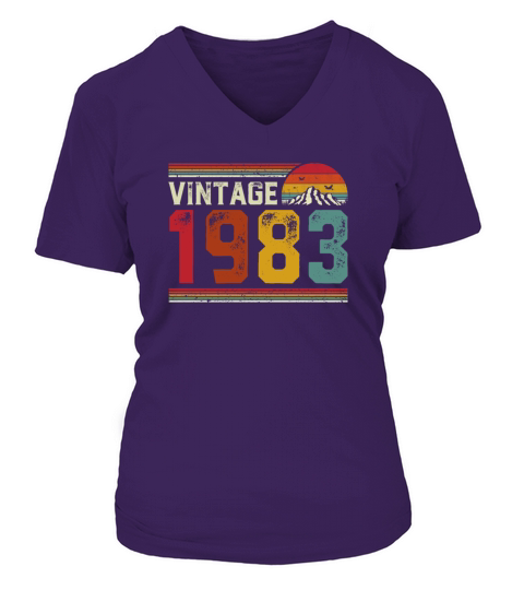 Vintage 1983 Retro Style 38th Birthday Gift V-neck T-Shirt Woman