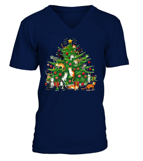 Cat Christmas Tree 5 V-Neck T-shirt