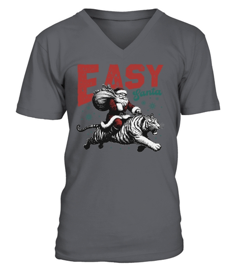 Easy Santa Riding Tiger L Color white tiger V-Neck T-shirt