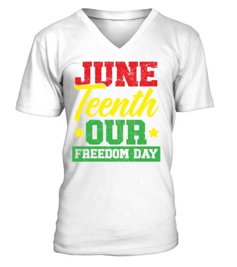 Juneteenth Our Freedom Day Afrocentric Black Pride V-Neck T-shirt