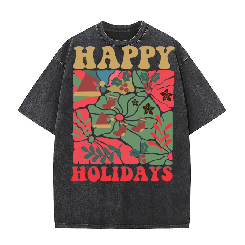 BOHO FLOWERS CHRISTMAS 3 Washed T-Shirt