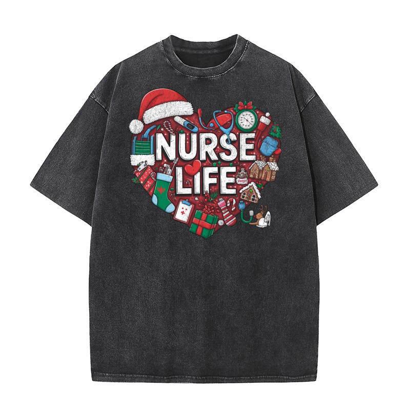 Christmas Nurse Sublimation Bundle 14 Washed T-Shirt