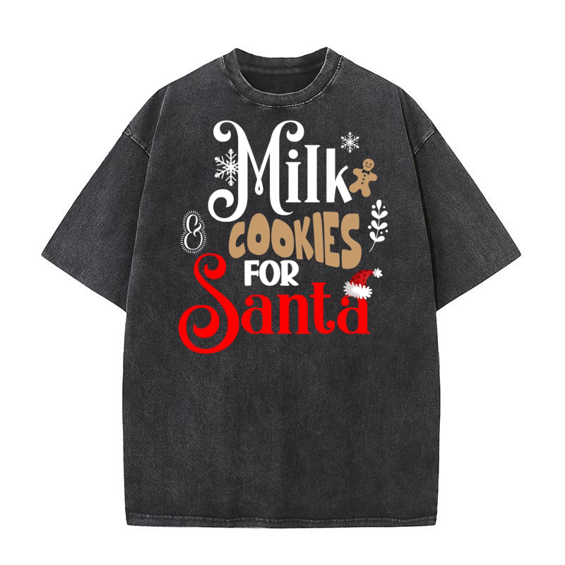 Milk & Cookies For Santa Washed T-Shirt