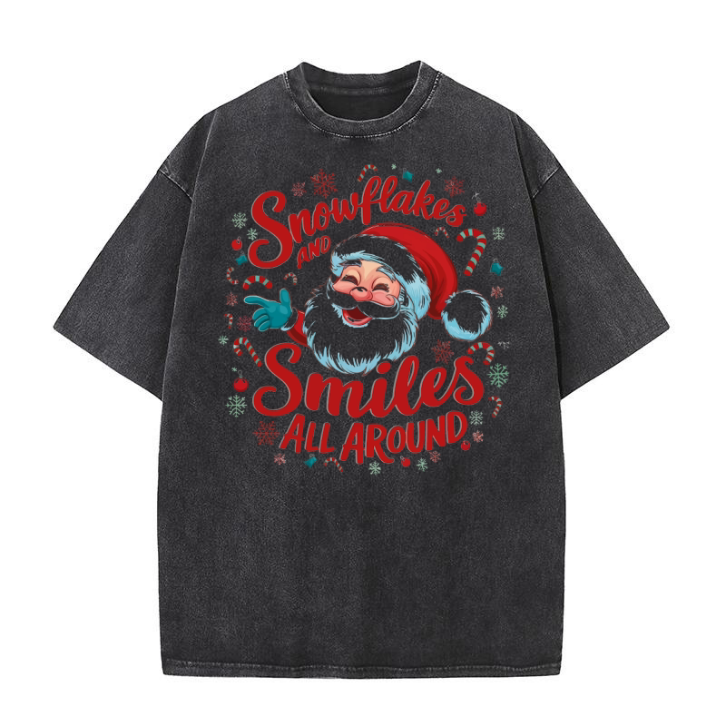 Snowflakes and smiles all around Washed T-Shirt