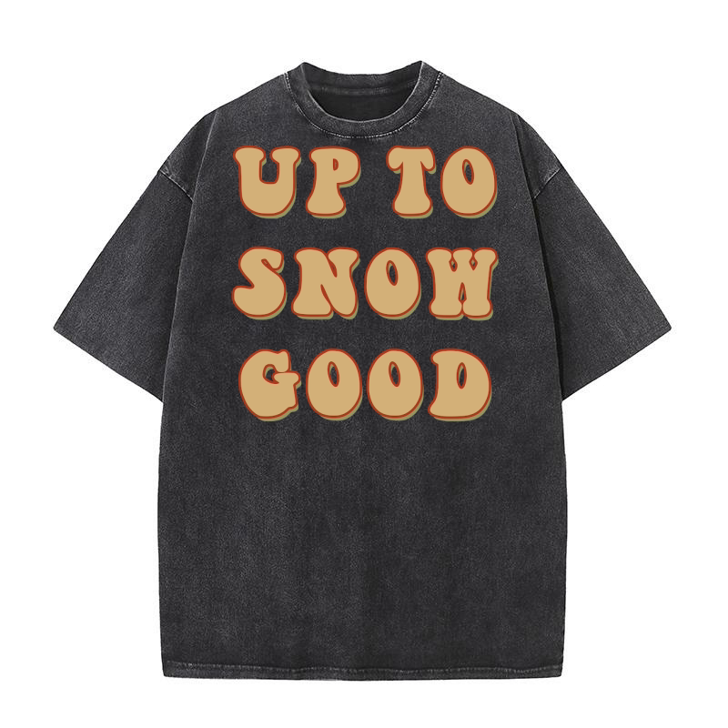 Up to Snow Good Retro Brown Washed T-Shirt