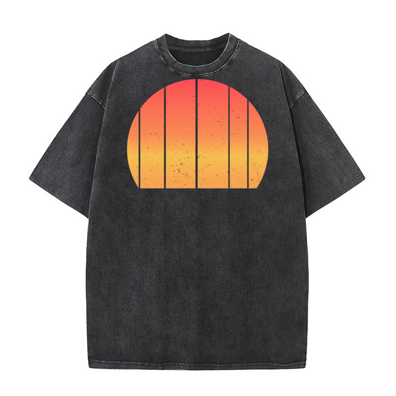 Vintage Retro Sunset (12) Washed T-Shirt