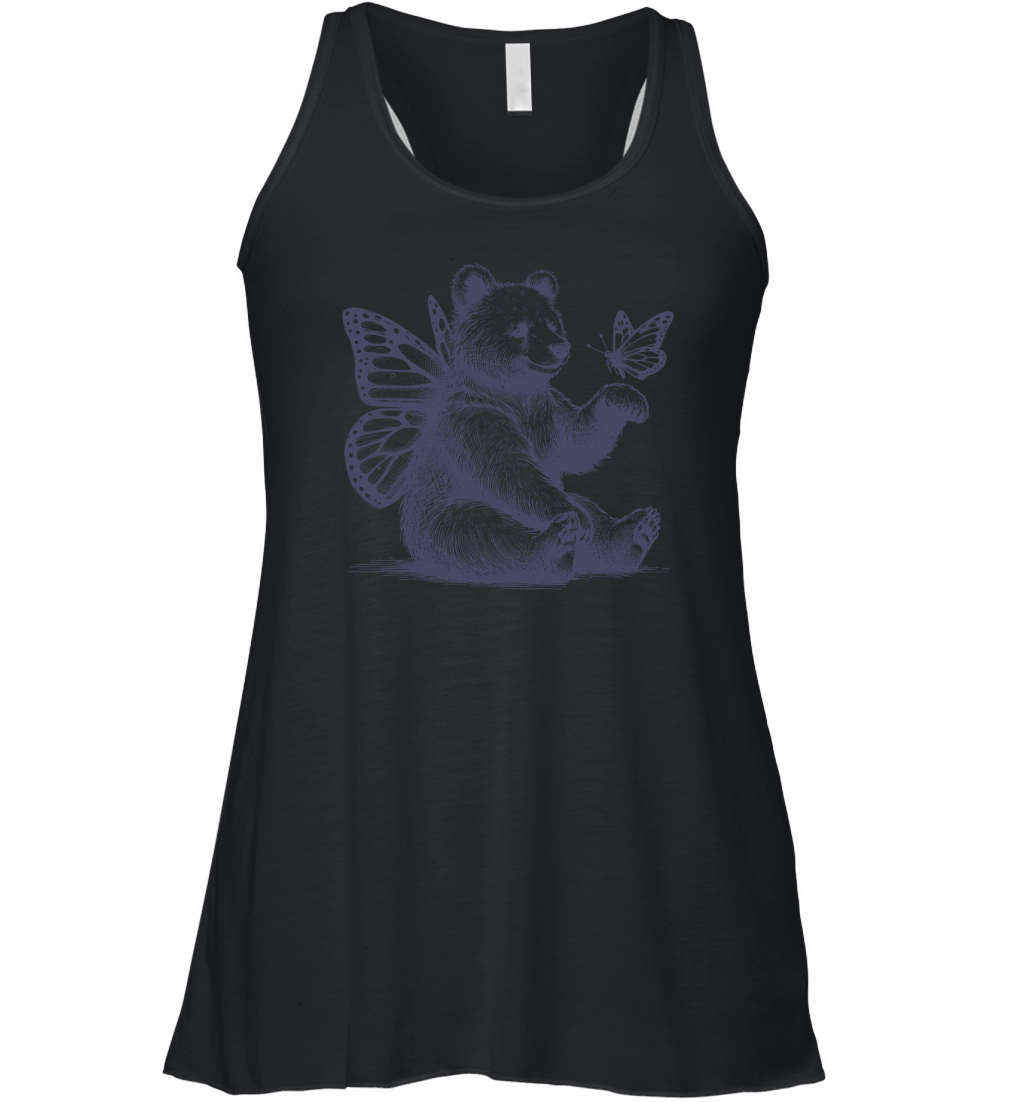 Bear With Butterfly Wings Vintage L dViolet Women's Flowy Tank Top
