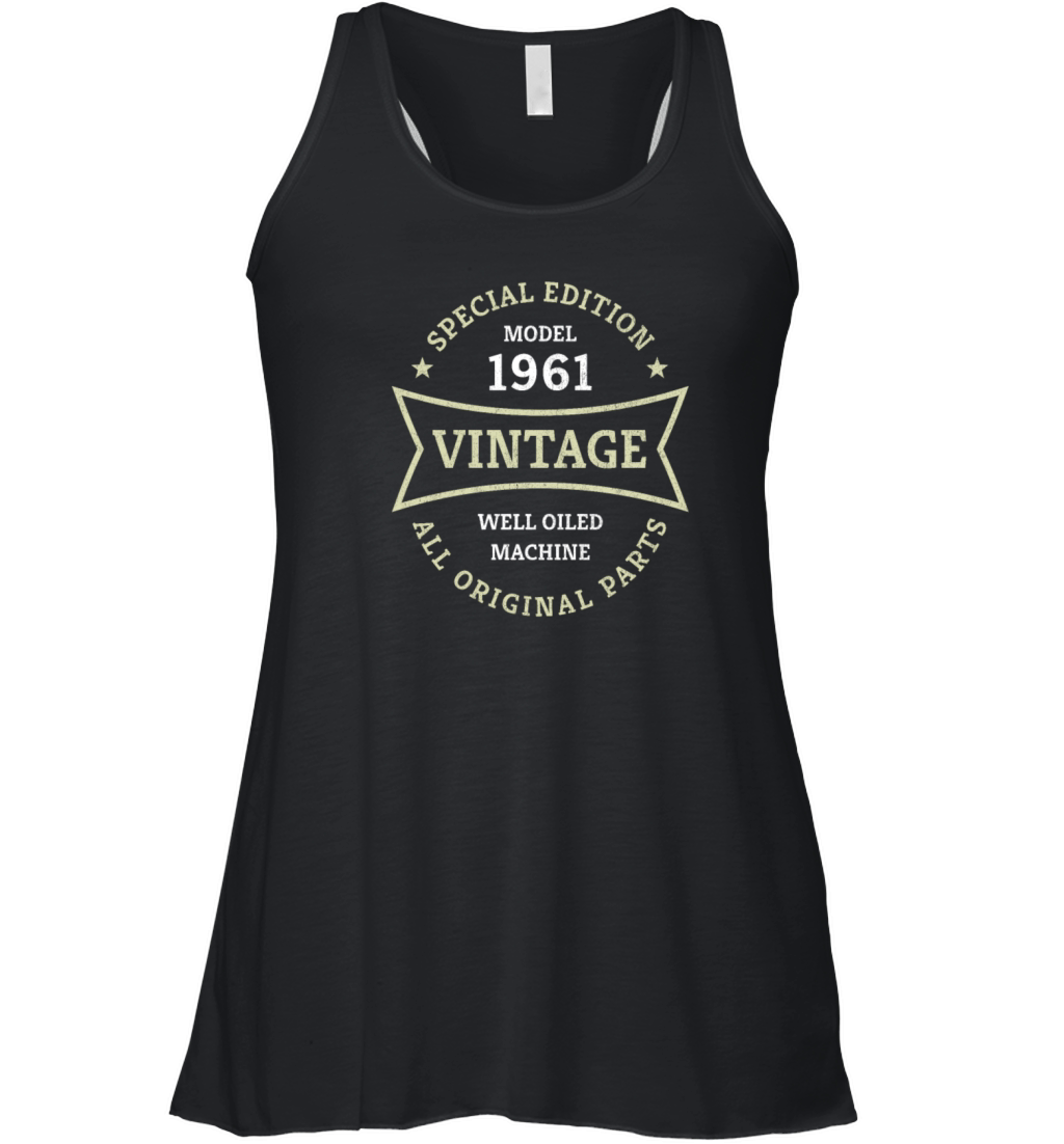 Born 1961 Vintage 60 Year Old 60th Birthday Gifts Women's Flowy Tank Top