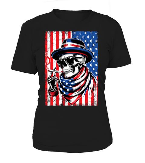USA Flag Vintage Skeleton 4th of july 1 Women's T-Shirt