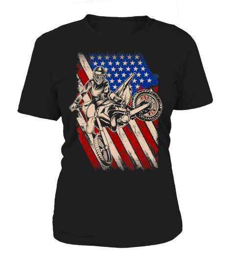 Vintage Dirt Bike Motocross American Flag Enduro Women's T-Shirt