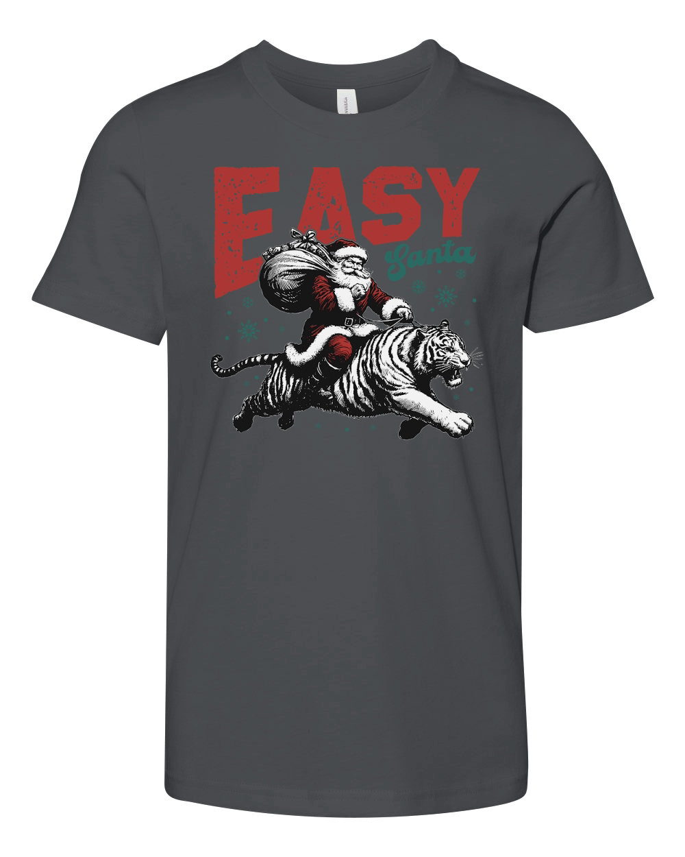 Easy Santa Riding Tiger L Color white tiger Youth Unisex Jersey Tee