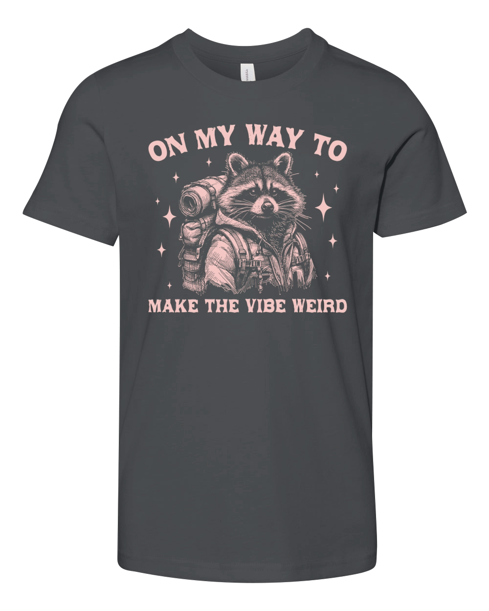 On My Way To Make The Vibe Weird Raccoon D Retro Pink Youth Unisex Jersey Tee