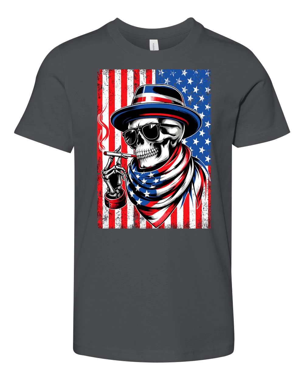 USA Flag Vintage Skeleton 4th of july 1 Youth Unisex Jersey Tee