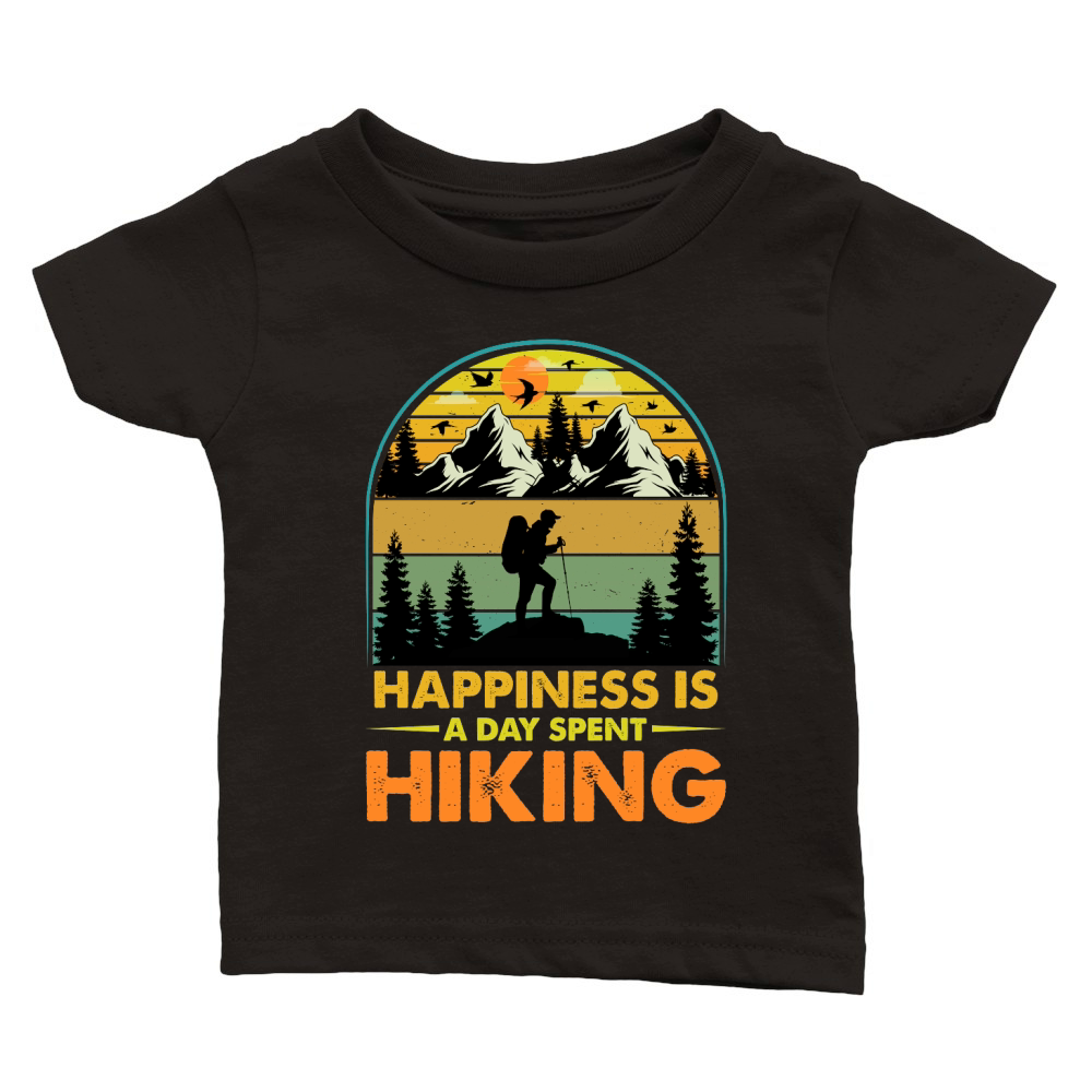 Happiness Is A Day Spent Hiking T Shirt Design (1) Classic Baby Crewneck T-shirt