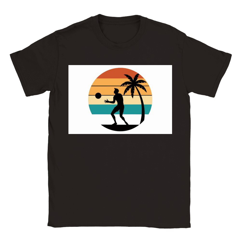 vibes t shirt design  black silhouette of volleyba (3) Classic Kids Crewneck T-shirt