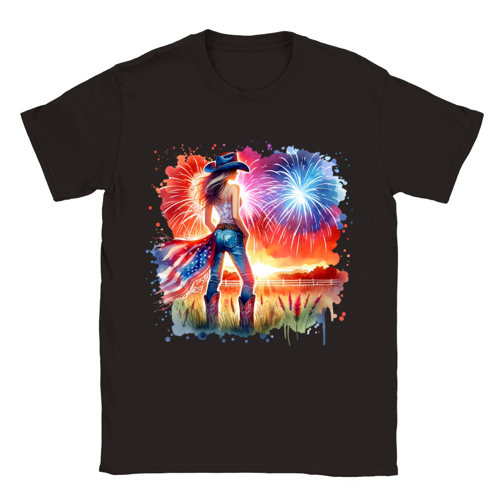 Watercolor Cowgirl 02 Classic Kids Crewneck T-shirt