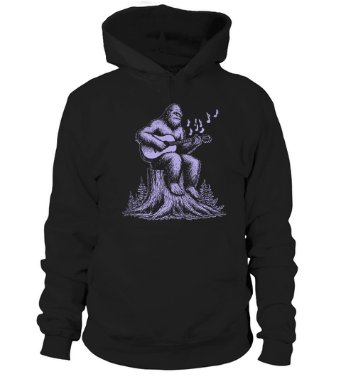 Bigfoot Playing Guitar L Violet GR Hoodie Unisex