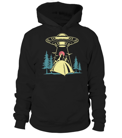 Vintage UFO Alien camping mountain Hoodie Unisex