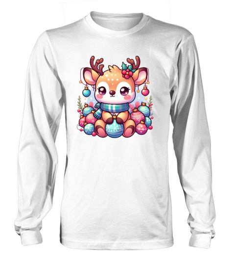 Cute Deer Christmas Watercolor Clipart3 Long sleeved Unisex