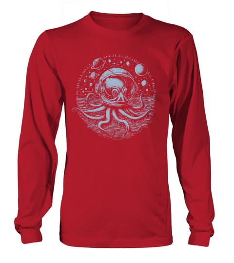 Octopus with Astronaut Helmet D Grey GR Long sleeved Unisex
