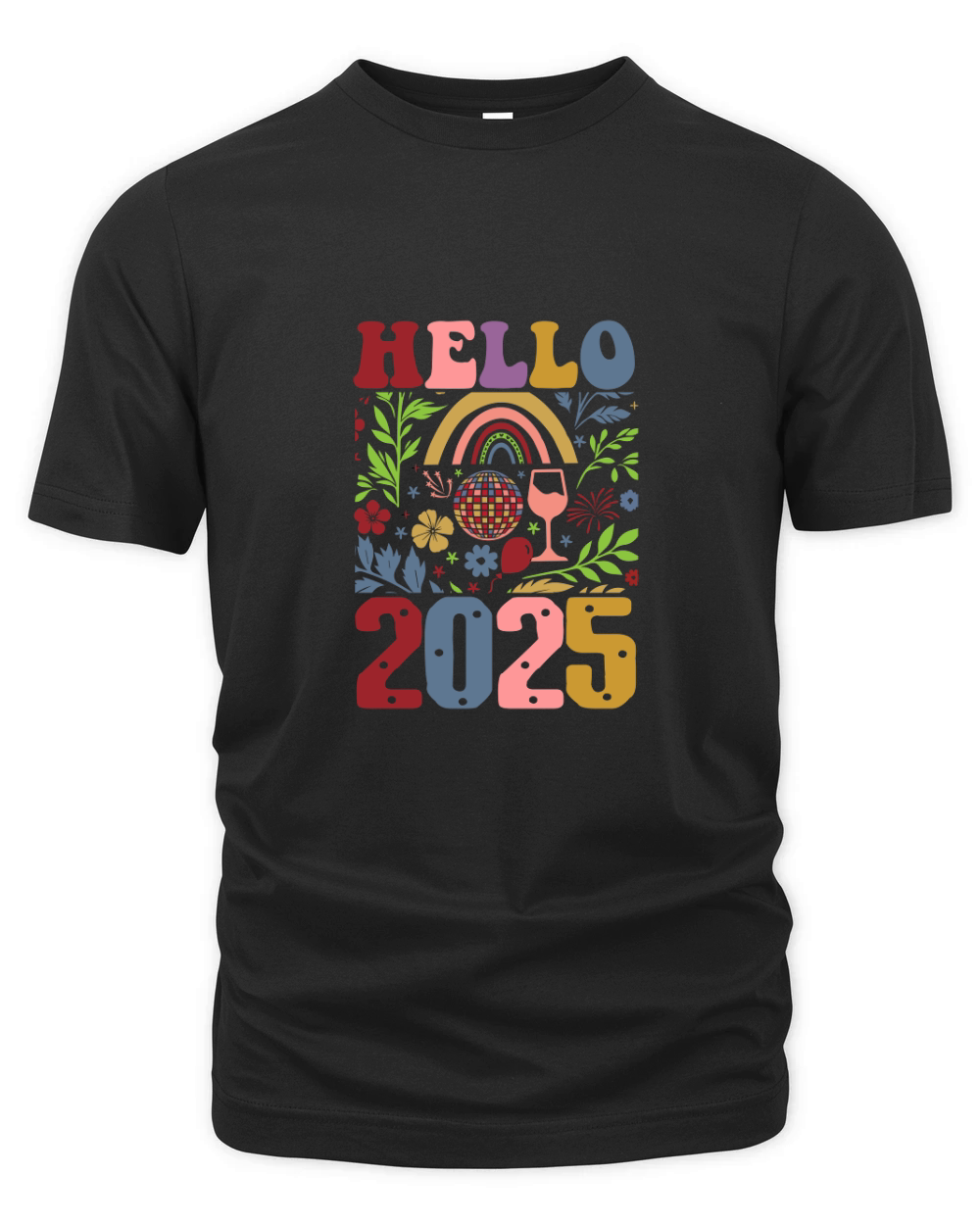 Boho Floral Hello 2025 Organic Unisex T-shirt