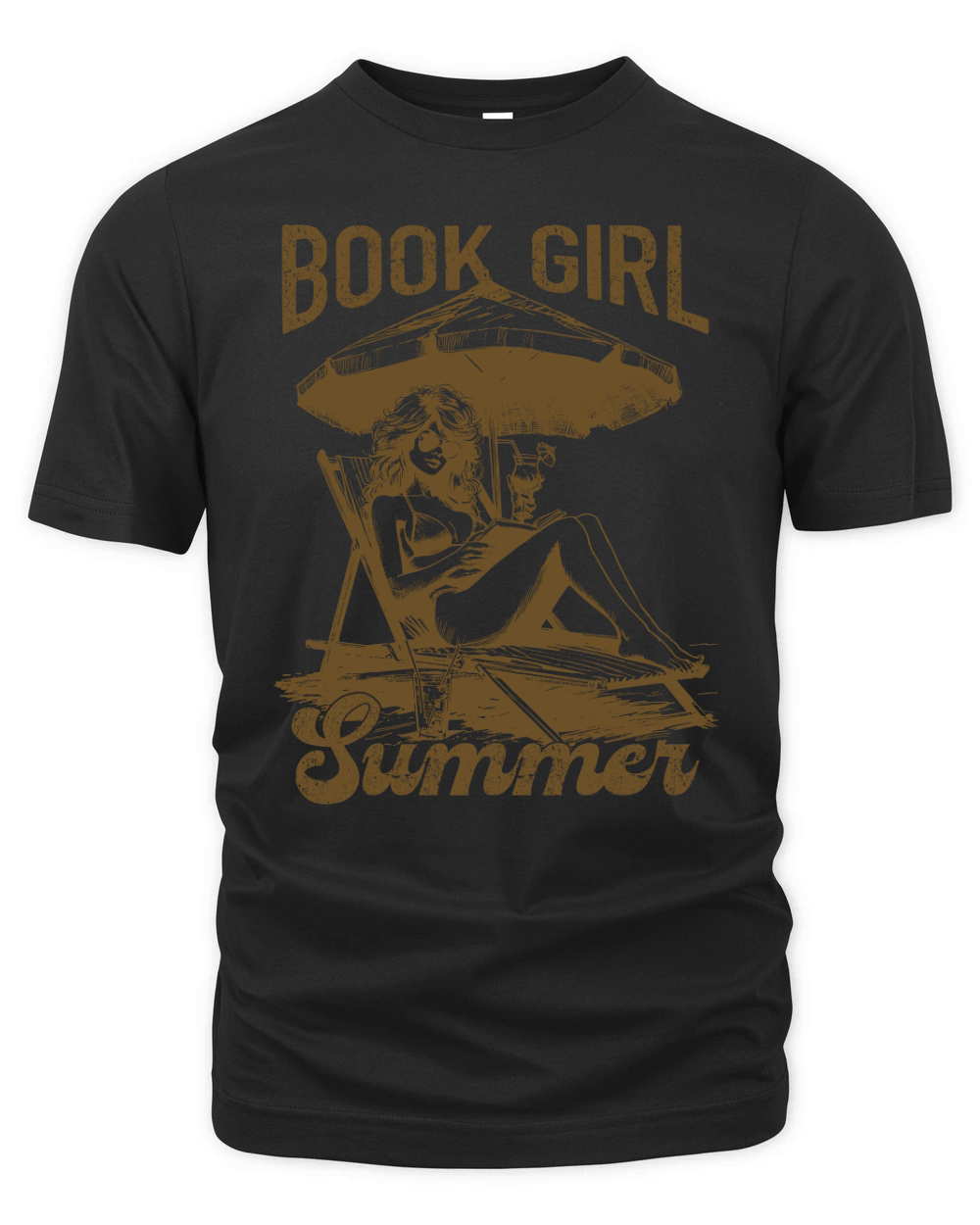 Book Girl Summer L Brown Organic Unisex T-shirt