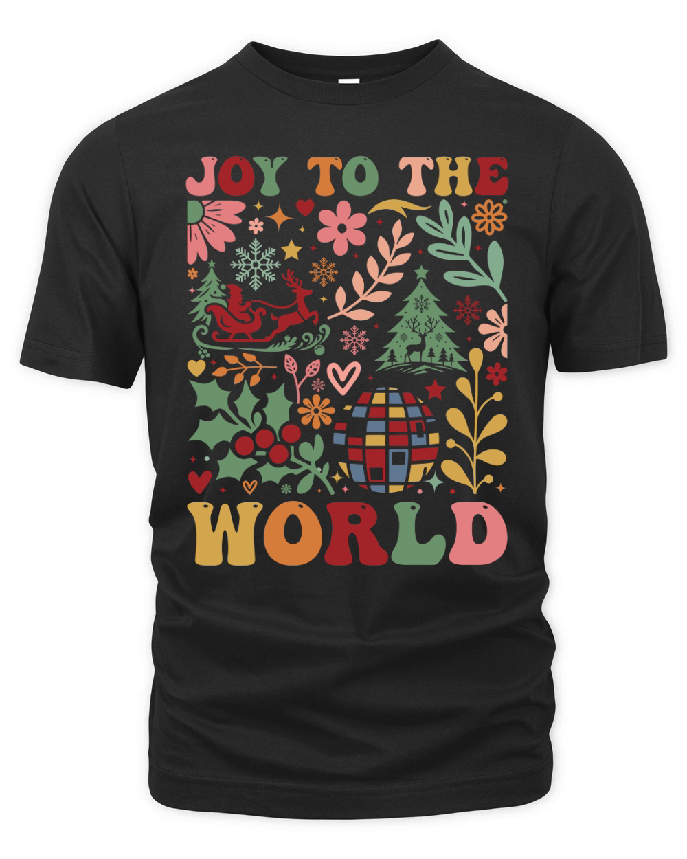 Joy To The World Boho Flowers Organic Unisex T-shirt