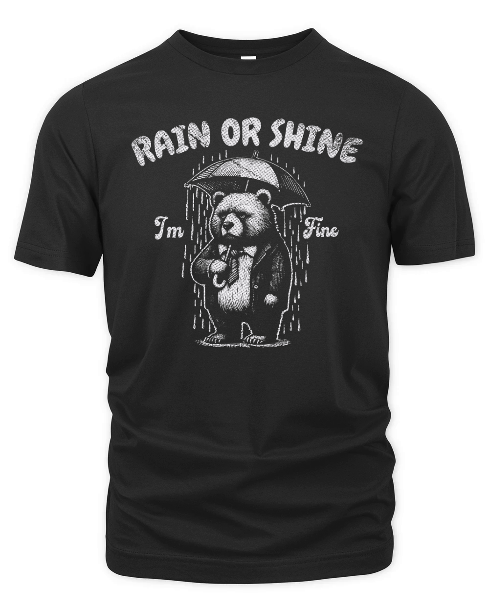 Rain or Shine Bear with Umbrella D White GR Organic Unisex T-shirt