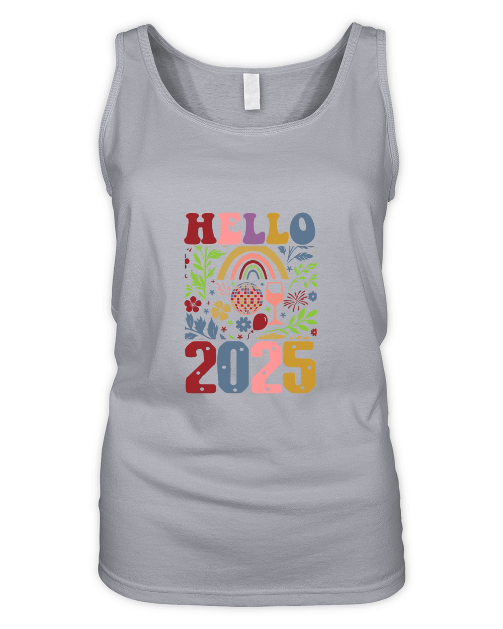 Boho Floral Hello 2025 Organic Women's Tank Top