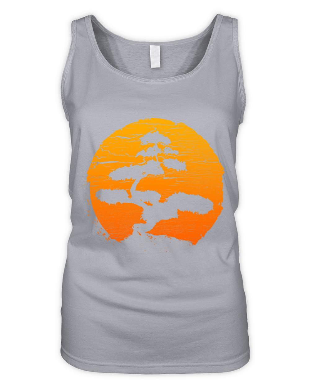Bonsai Tree Orange Sunset Retro Buddhist T-Shirt Organic Women's Tank Top