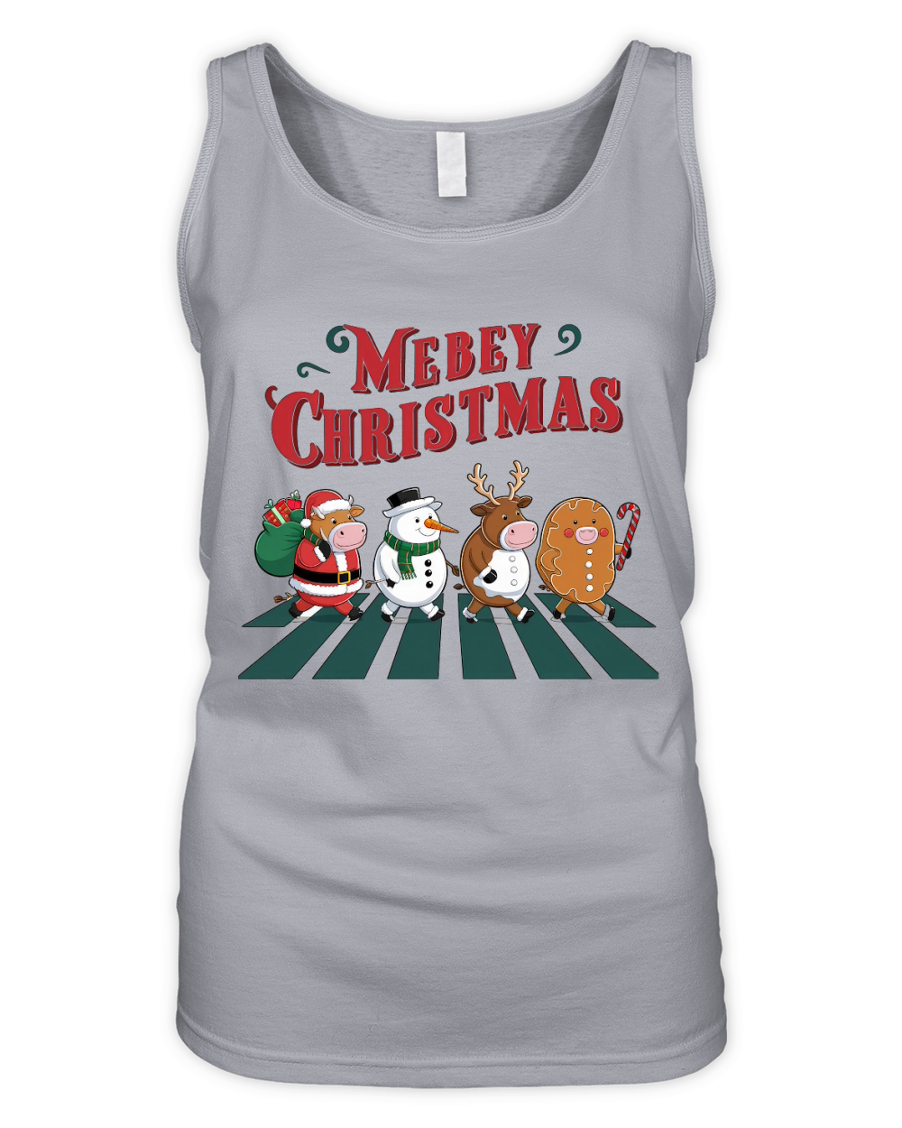 Cute Christmas Cow Adorable 3 Organic Women's Tank Top