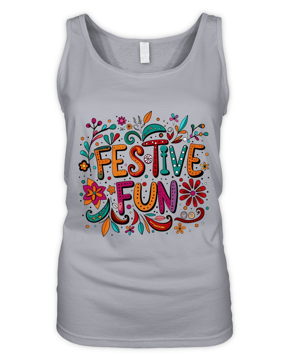 Festive Fun bright colors with playful doodles Organic Women's Tank Top