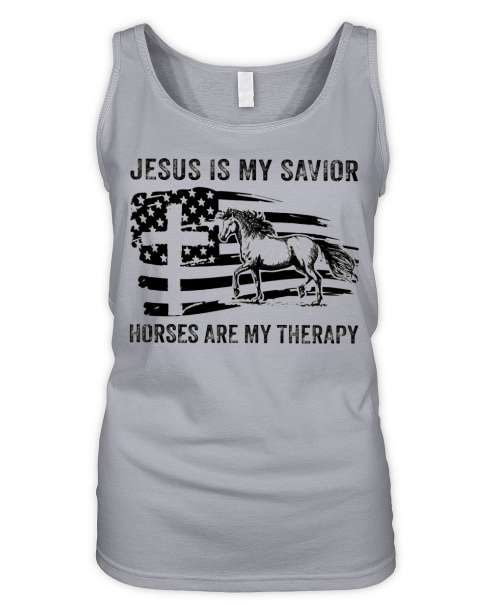 Jesus Is My Savior Horses Are My Therapy Organic Women's Tank Top