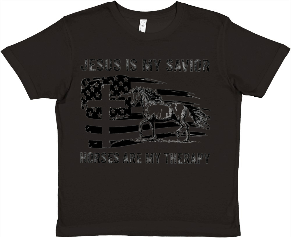 Jesus Is My Savior Horses Are My Therapy Premium Kids Crewneck T-shirt