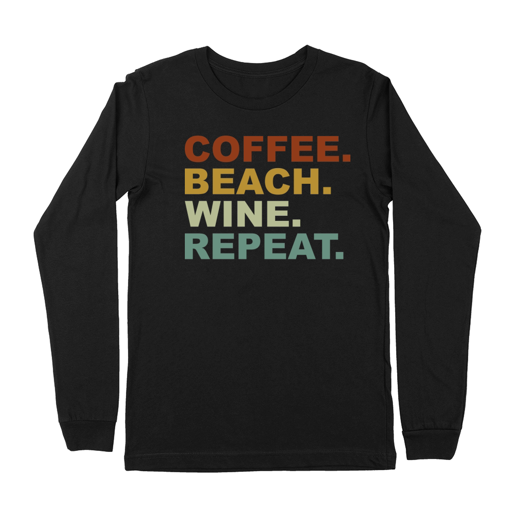 Coffee Beach Wine Repeat Premium Long Sleeve