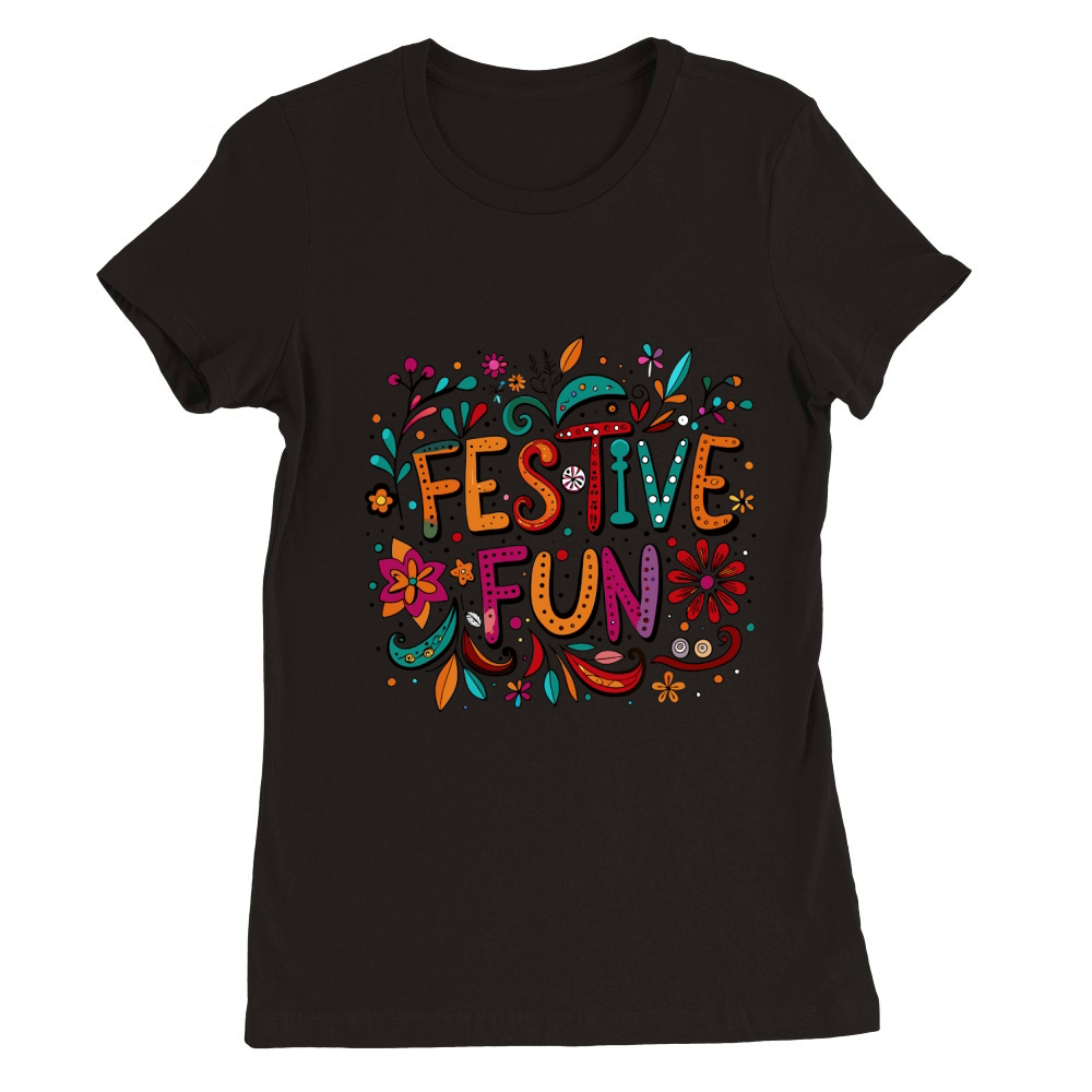 Festive Fun bright colors with playful doodles Premium Womens Crewneck T-shirt