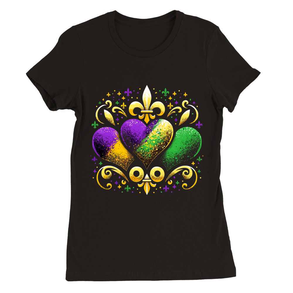 Mardi Gras Hearts Mardi Gras Funny Premium Womens Crewneck T-shirt